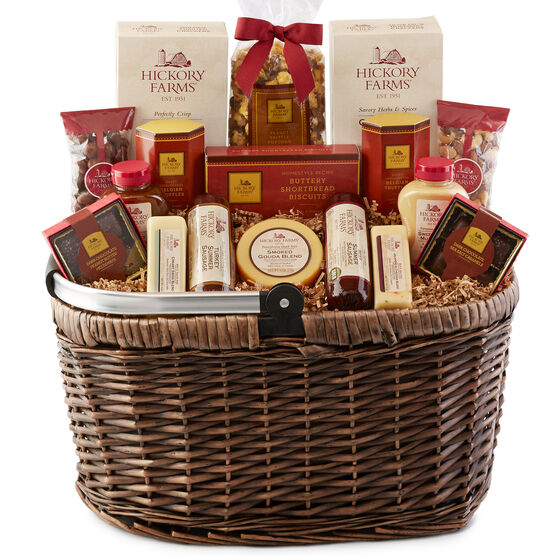 Hickory Farms Picnic Basket Includes Sausage Cheese Mustard Ers Nuts And