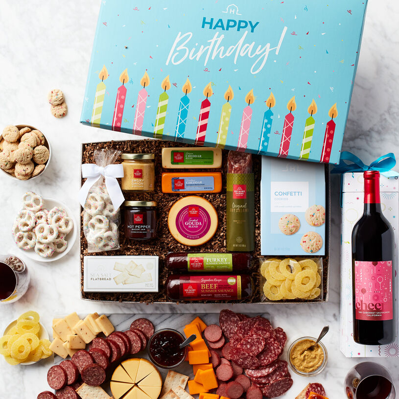 Birthday Charcuterie & Sweets Gift Box with Wine