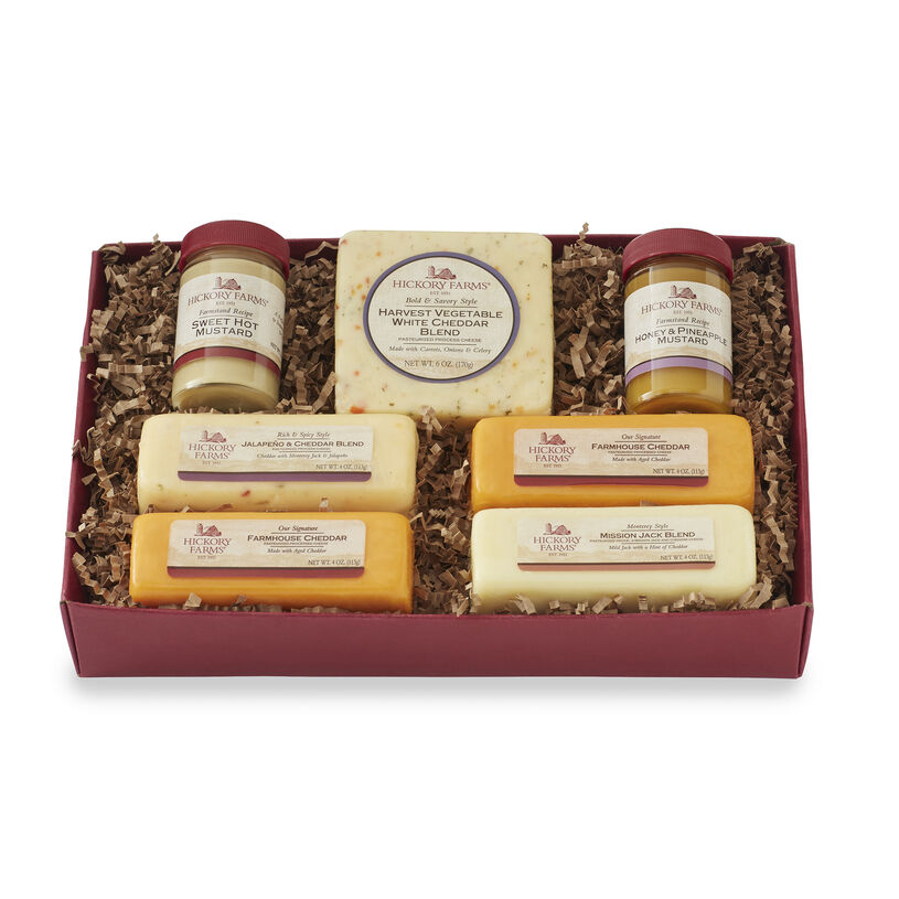 Sampler includes a variety of cheese and mustard