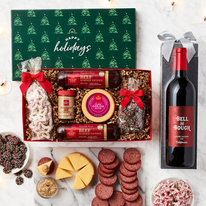 Happy Holiday Flavors & Wine Gift Set Hickory Farms
