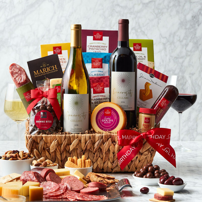 Happy Birthday Deluxe Sip & Snack Gift Basket Hickory Farms