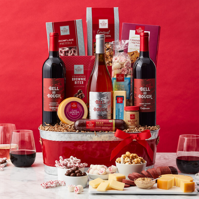 Holiday Tidings Wine Gift Basket Hickory Farms
