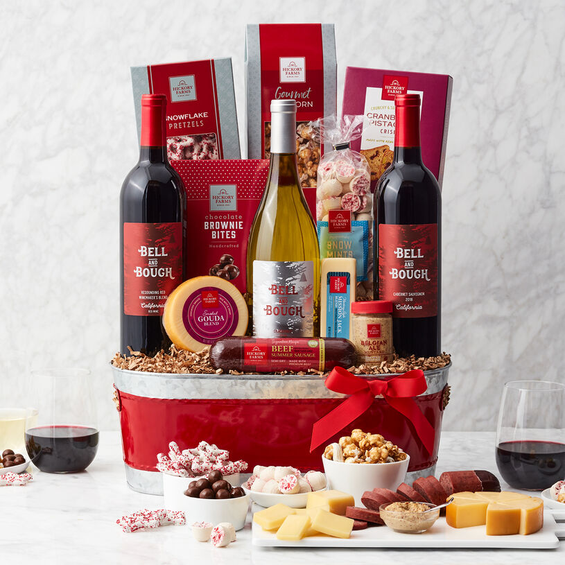 Holiday Tidings Wine Gift Basket Hickory Farms
