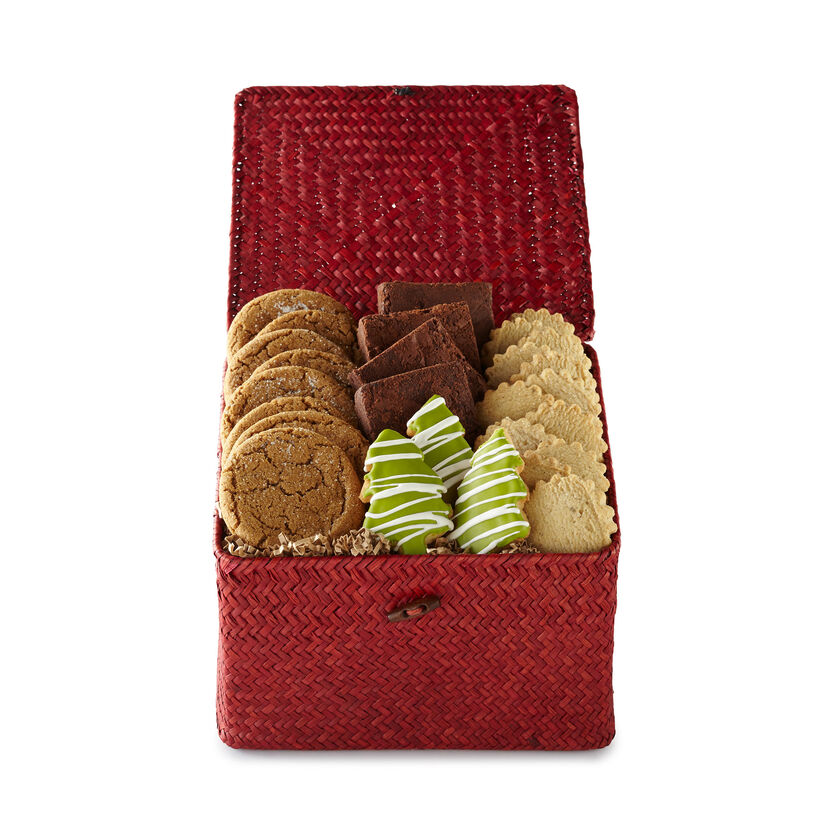 Winter Bake Shop Holiday Basket includes cookies, brownies, and shortbread