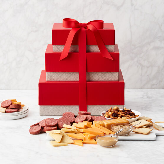 Classic Meat & Cheese Gift Tower Stacked
