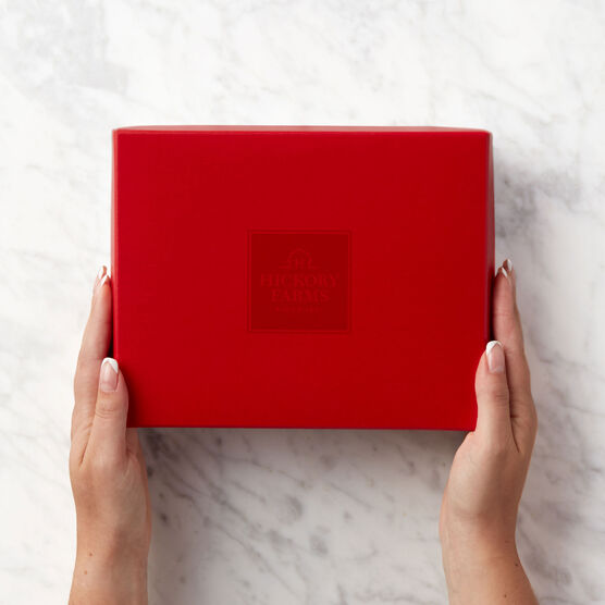 Red box on marble background