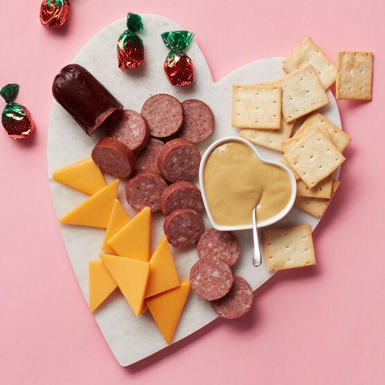 Valentine’s Day Bold & Tangy Snack Sampler Charcuterie Spread