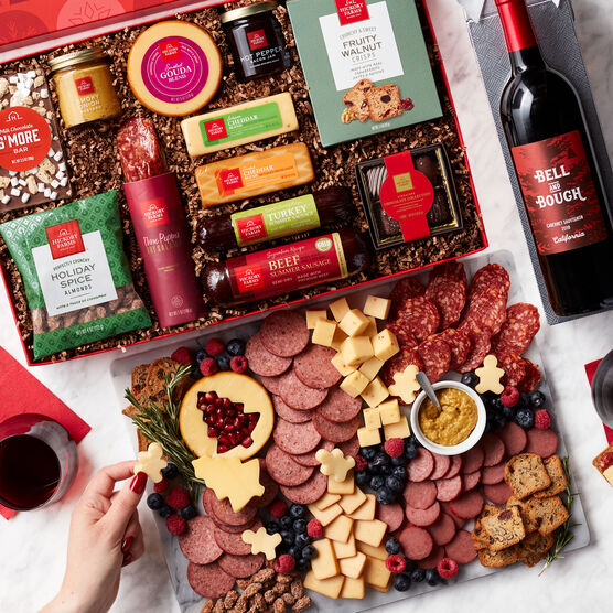  Season's Eatings Charcuterie & Chocolate Gift Box with Wine Alternate View