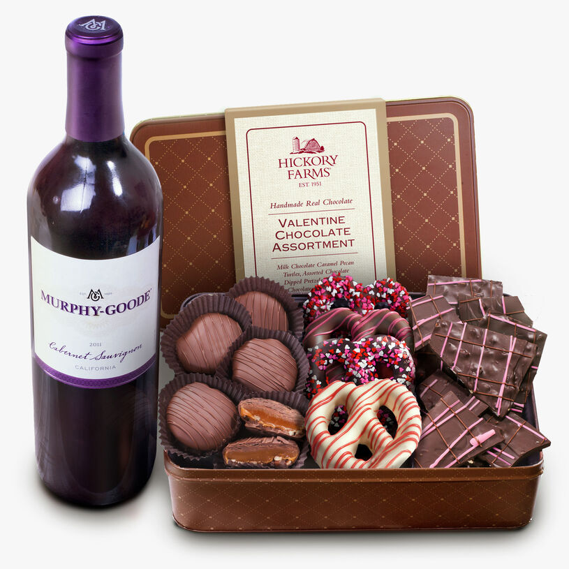 Valentine Chocolate Assortment With Wine | 