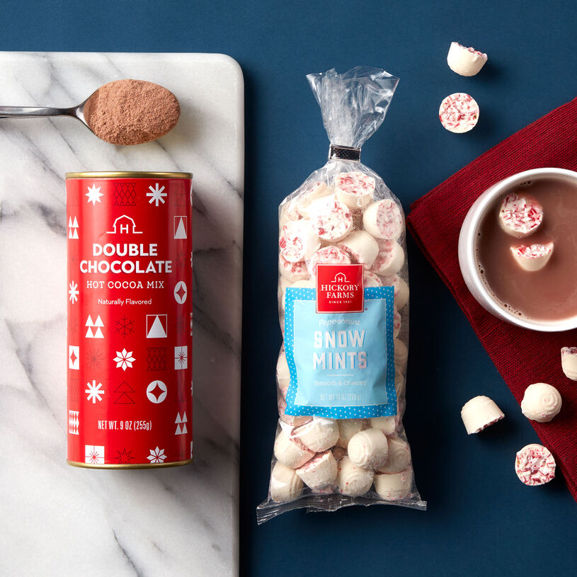 Our Sweet & Creamy Hot Cocoa is extra delicious when you drop in a few of our famous Peppermint Snow Mints. 