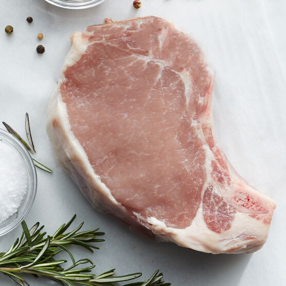 Alternate View of Duroc 12 oz. Dry-Aged Pork Chops. Ships frozen and raw