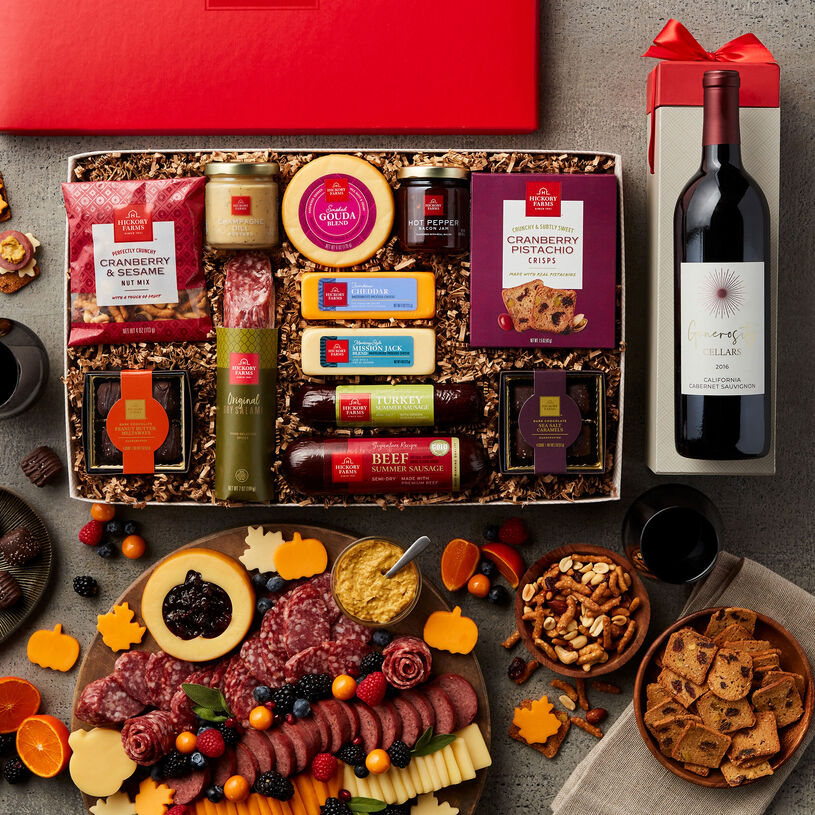 Premium Charcuterie & Chocolate Gift Box with Wine