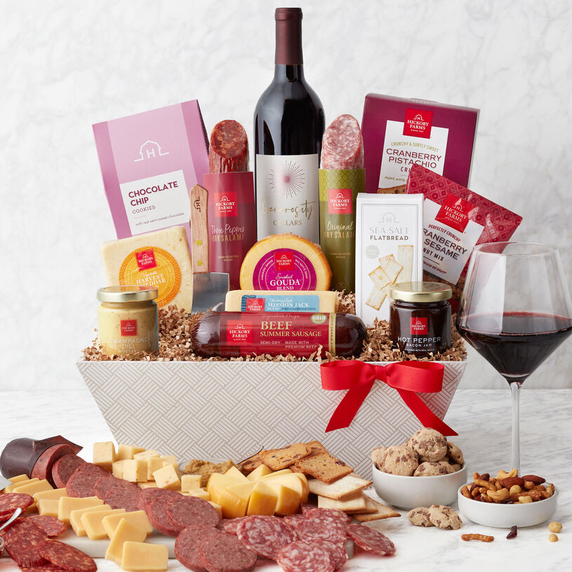 Deluxe Charcuterie & Sweets Gift Set with Wine