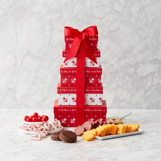 Valentine's Day Sweet & Savory Gift Tower - Tower View