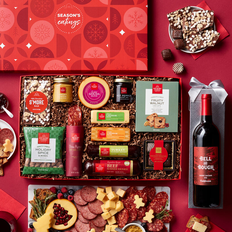  Season's Eatings Charcuterie & Chocolate Gift Box with Wine