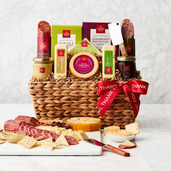 thank you gourmet salami and cheese gift basket 004446 1