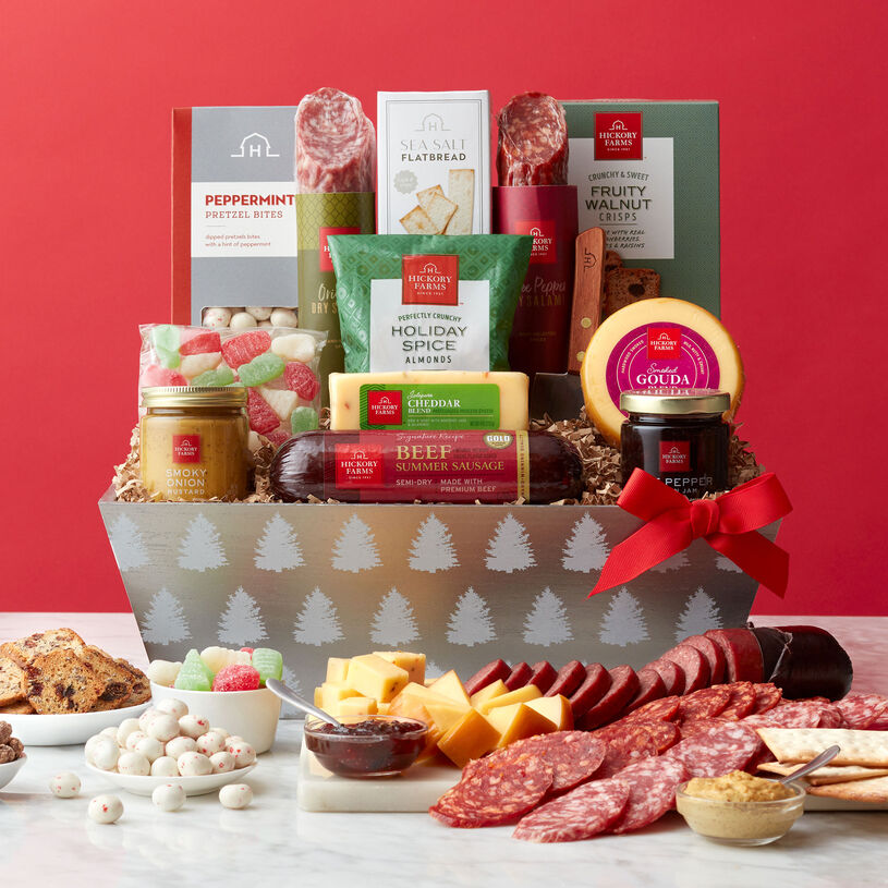 Add a festive touch to their holiday celebration with this charcuterie gift basket!