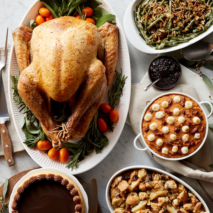 Thanksgiving feast delivered right to your door! Premium Turkey, Apple & Sausage Stuffing, Brown Sugar Sweet Potatoes, Green Bean Casserole, and a Chocolate Pumpkin Cheesecake to end on a sweet note.