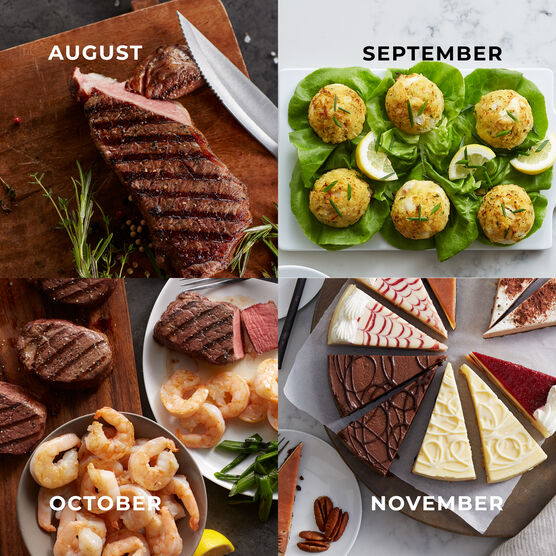 Alternate View of Grand Steakhouse Favorites - 12 Month Plan - Steak, Shrimp, Crab Cakes, Cheesecake