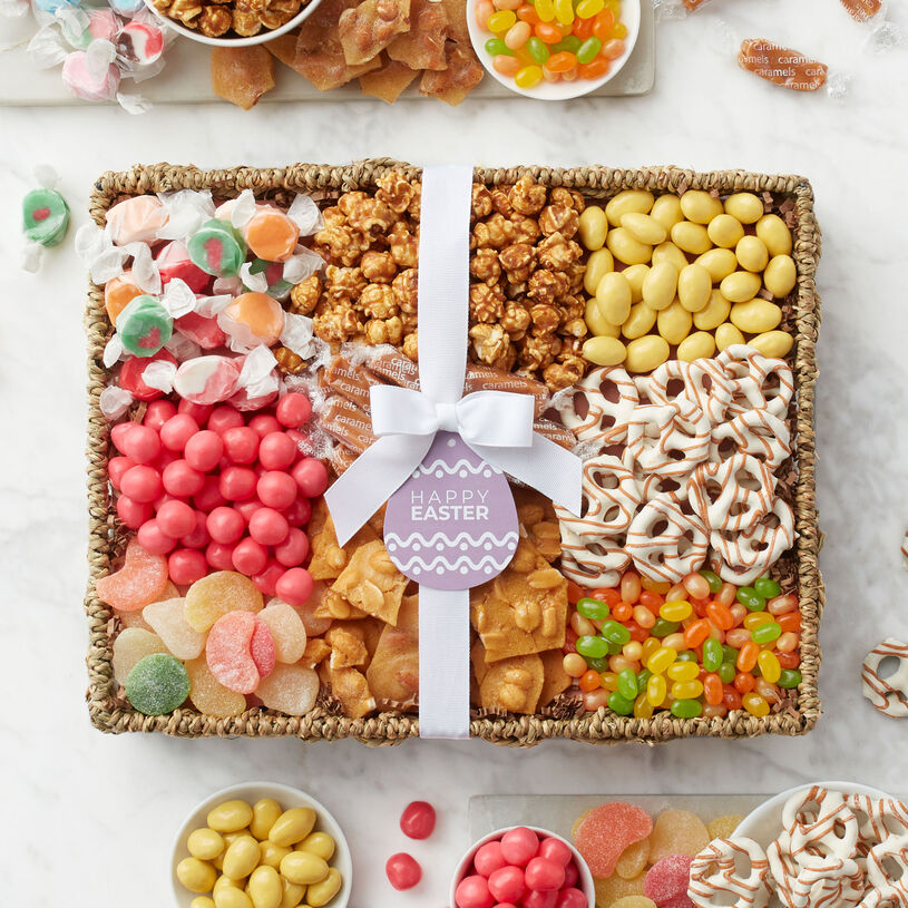 This Easter Sweets Gift Basket is filled to the brim with unique snacks to delight a special someone's sweet tooth.