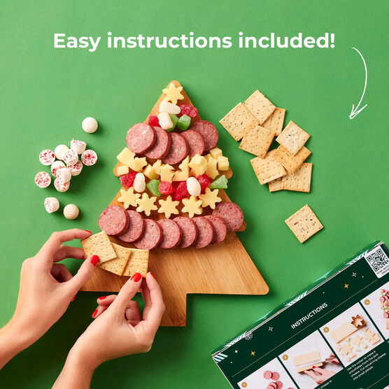 Charcuter-Tree Kit meat and cheese sliced and arranged on board