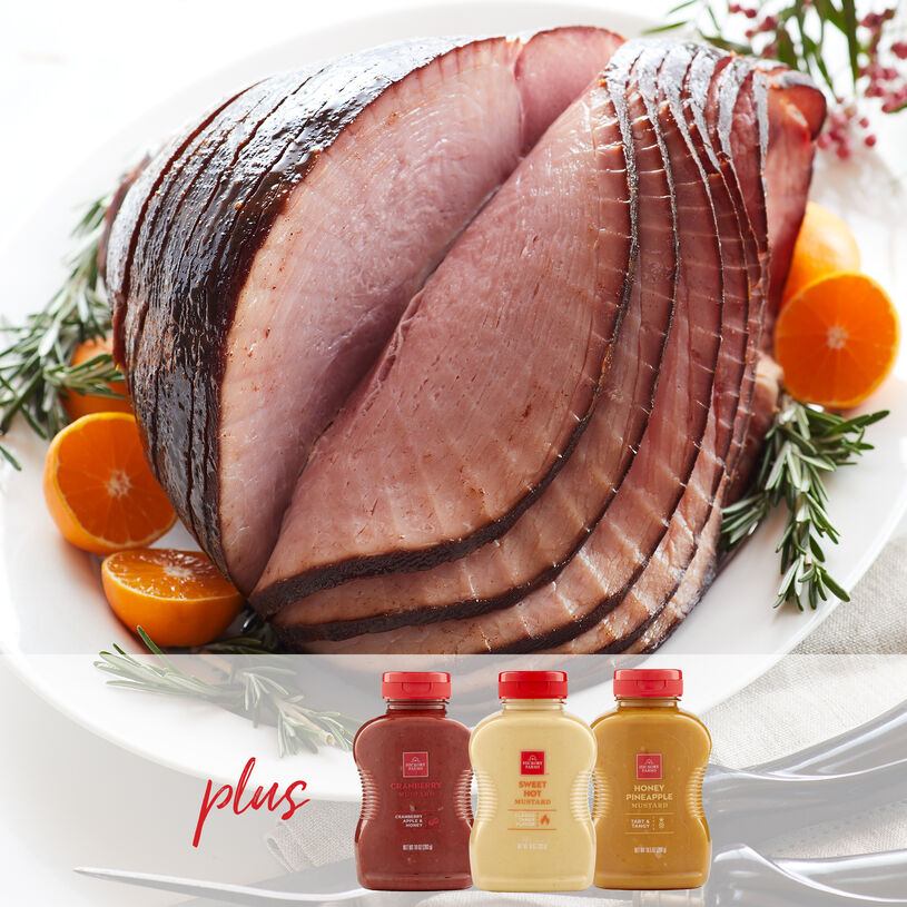 This collection includes HoneyGold ham and three bottles of our favorite mustards.