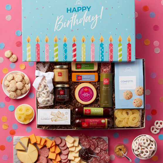 Birthday Charcuterie & Sweets Gift Box Pink Background