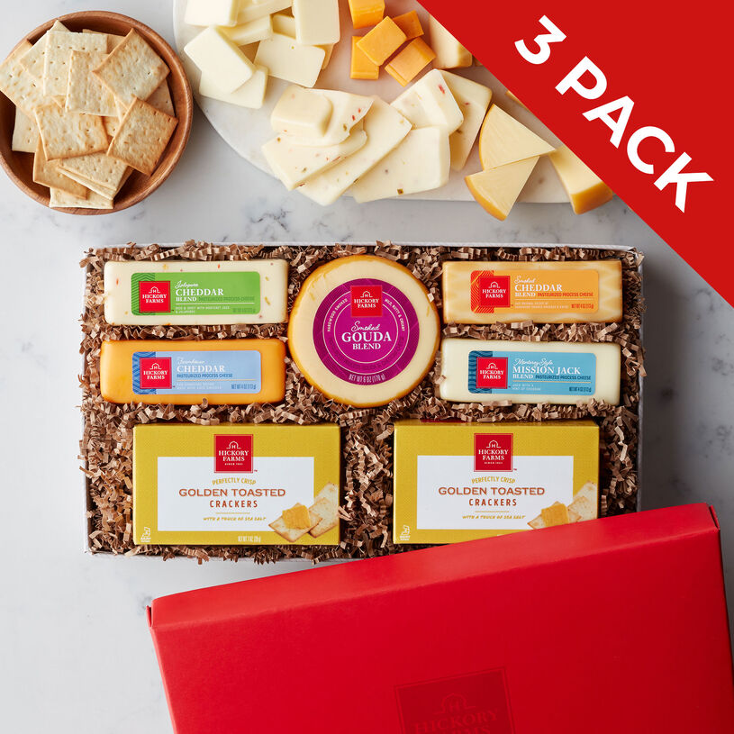 This item is a three-pack of our Cheese Favorites Gift Box