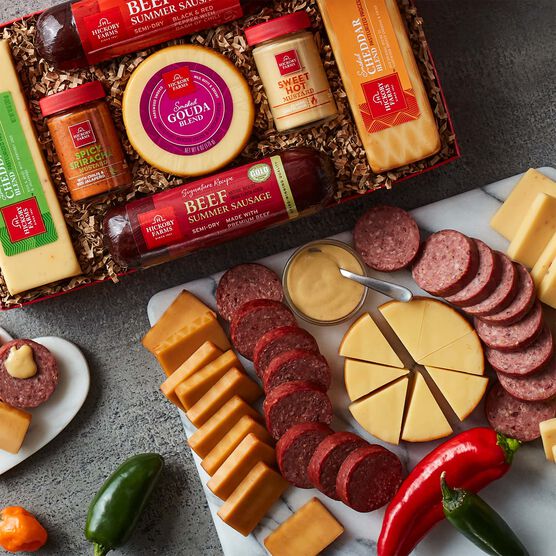Hot Stuff Summer Sausage & Cheese Gift Box - Charcuterie Spread