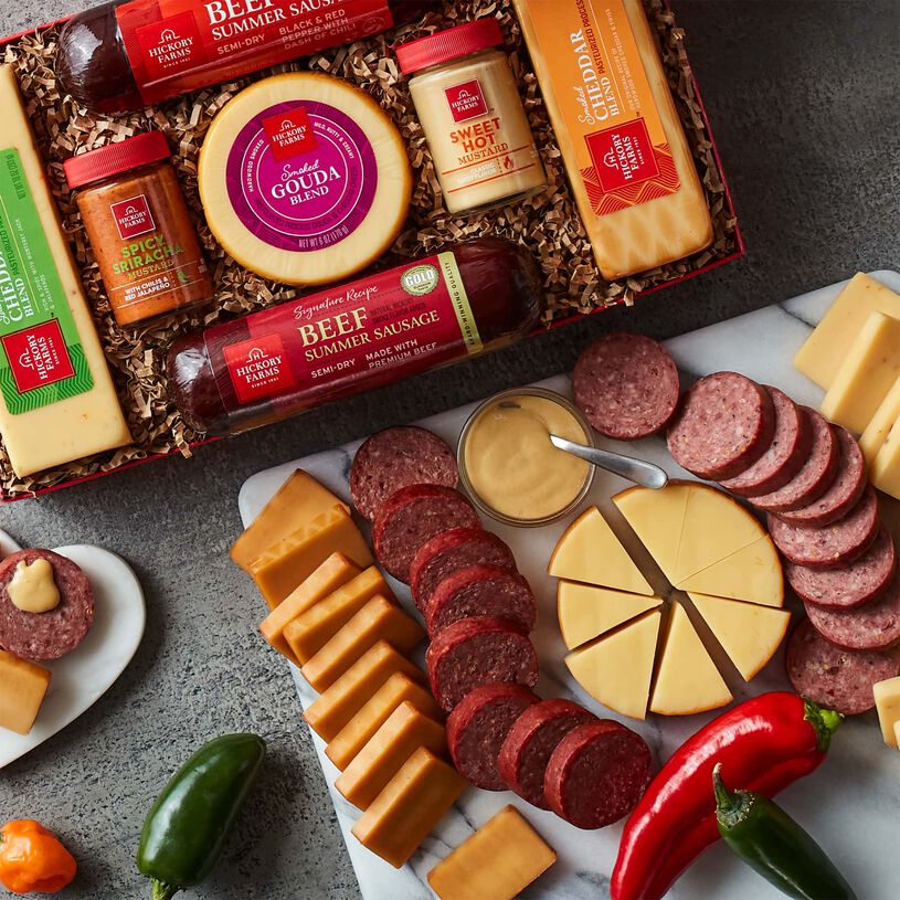 Hot Stuff Summer Sausage & Cheese Gift Box Hickory Farms