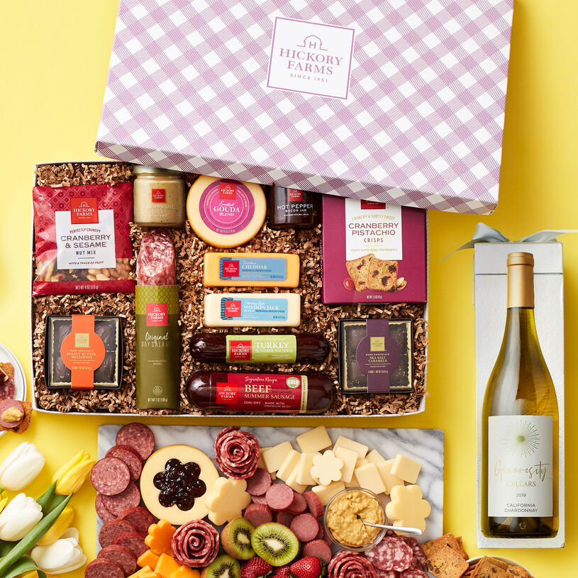 Spring Charcuterie & Chocolate Gift Box with Wine