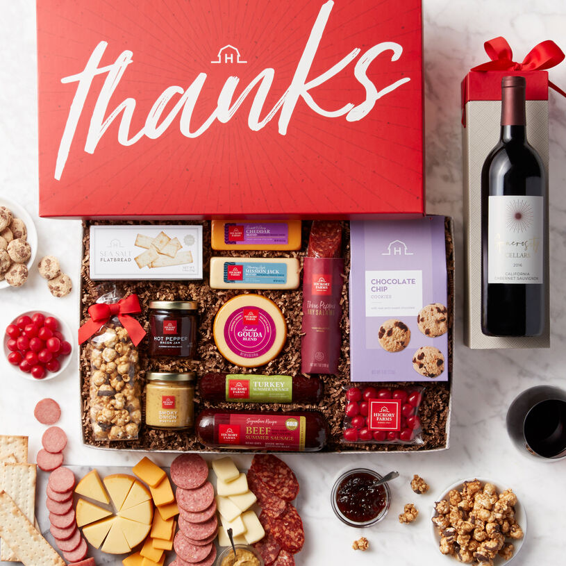 Thank You Charcuterie & Sweets Gift Box with Wine