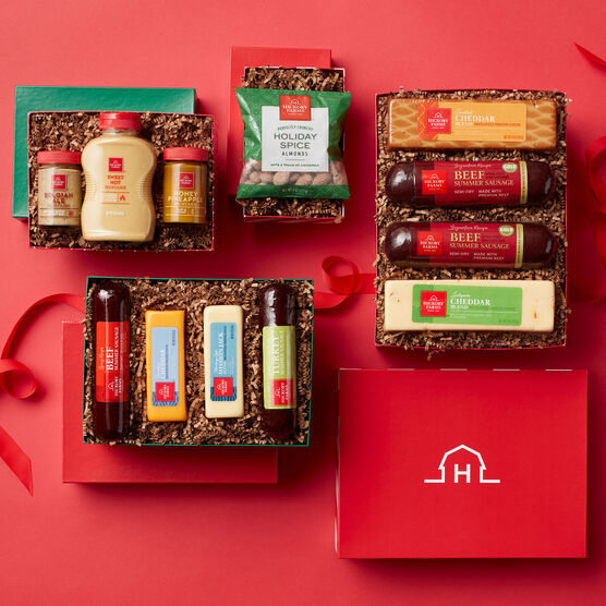 Happy Holidays Gourmet Meat & Cheese Gift Tower Contents