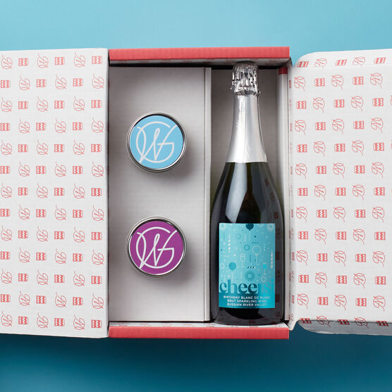 Birthday Cupcake 2-Pack & Wine Gift Set inside box