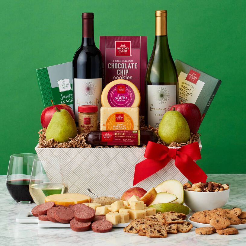 Deluxe Fruit & Wine Gift Basket Hickory Farms