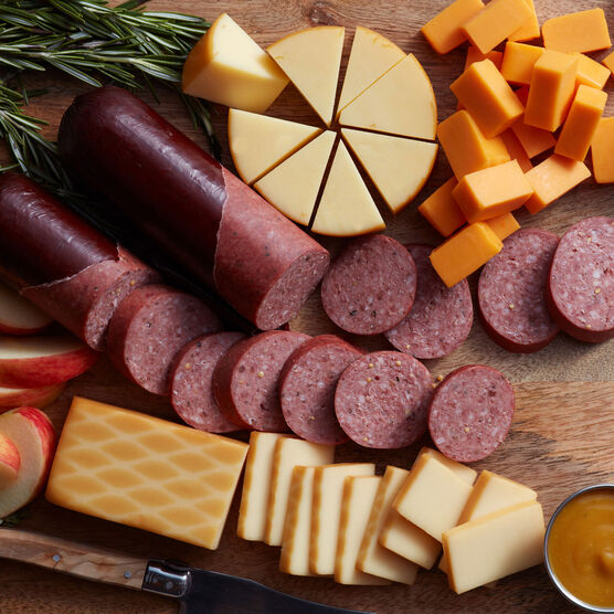 Happy Holidays Summer Sausage & Cheese Gift Box Charcuterie Spread