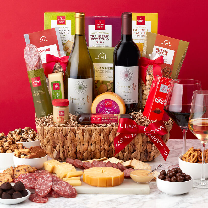 Holiday gift basket overflowing with sweet and savory flavors to create plenty of delicious bites.