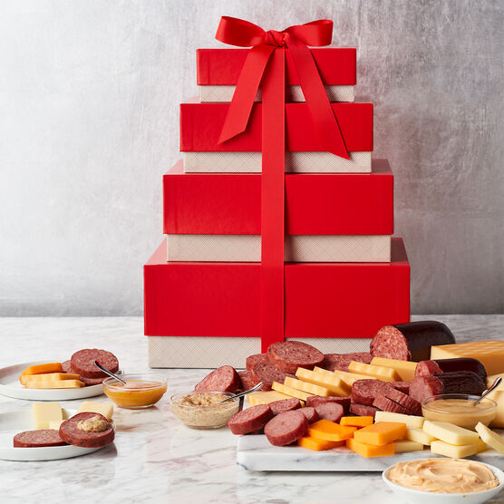 Gourmet Meat & Cheese Gift Tower Stacked
