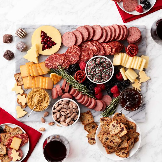 Alternate view of Season's Eatings Charcuterie & Chocolate Gift Box with Wine