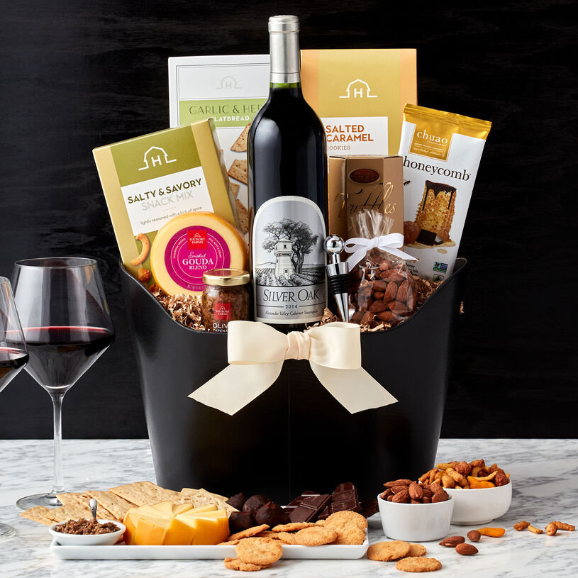 The famed Silver Oak Alexander Valley Cabernet Sauvignon is vinted in Sonoma County and pairs wonderfully with the flavors in this gift.