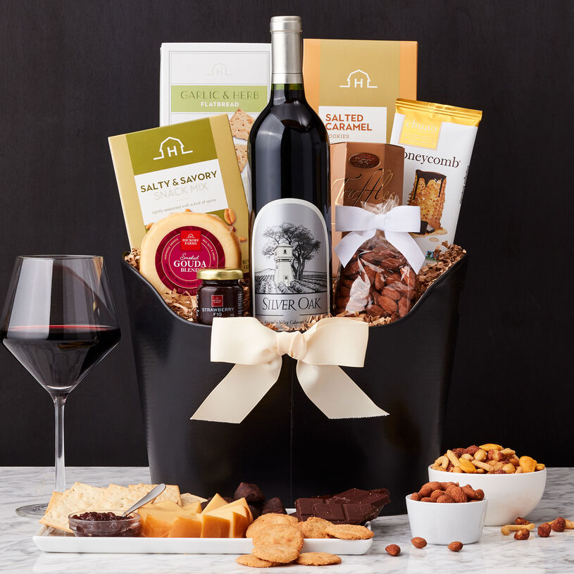 The famed Silver Oak Alexander Valley Cabernet Sauvignon is vinted in Sonoma County and pairs wonderfully with the flavors in this gift.