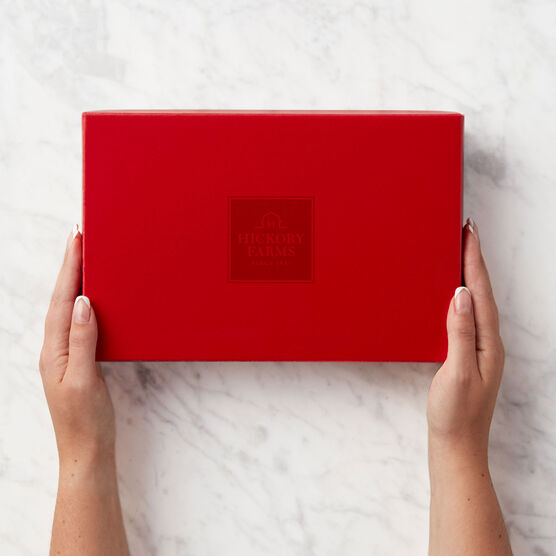 Red box on marble background