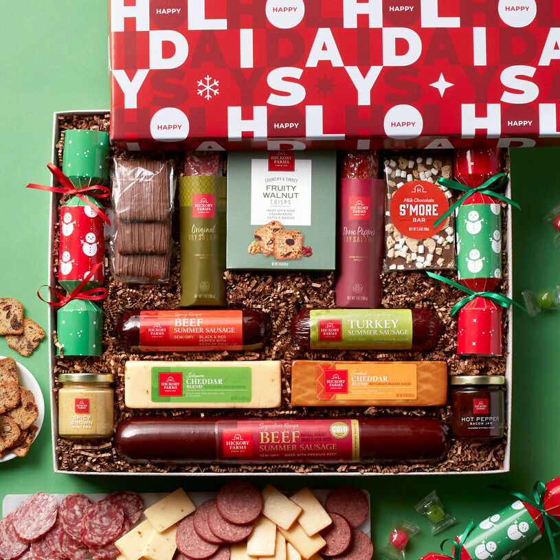 Send a meat and cheese gift box that's perfect for sharing at your biggest holiday party!