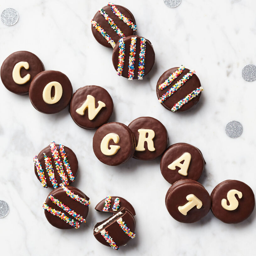 Congratulations Chocolate Covered Sandwich Cookies