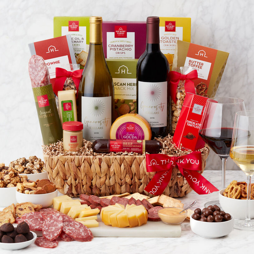 This generous thank you gift basket is overflowing with sweet and savory flavors to create plenty of delicious bites.