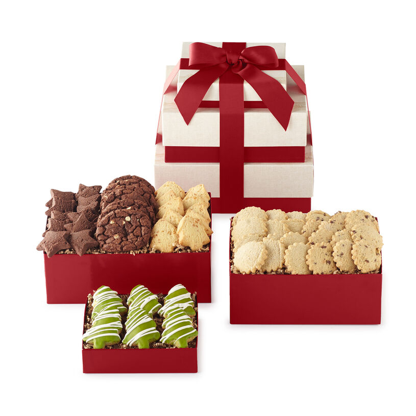 Holiday Flavors Tower includes a variety of cookies