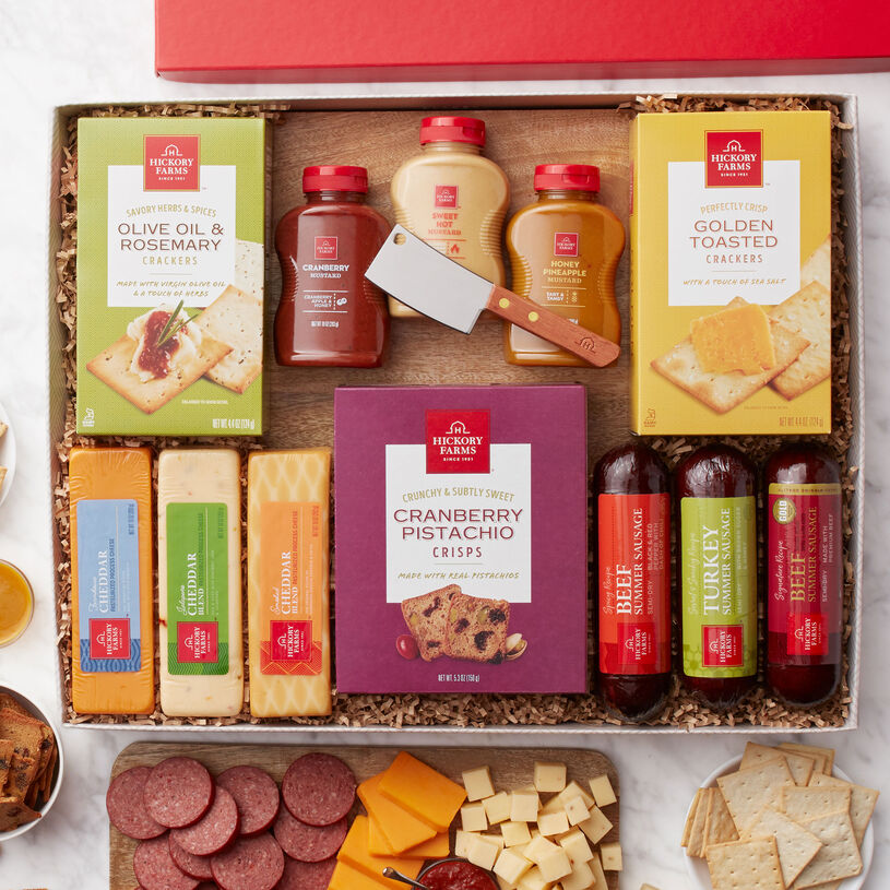 It includes four full-size flights of all of our most-loved signature flavors, plus a serving board and knife, so they'll have everything they'll need to create a savory charcuterie board. 