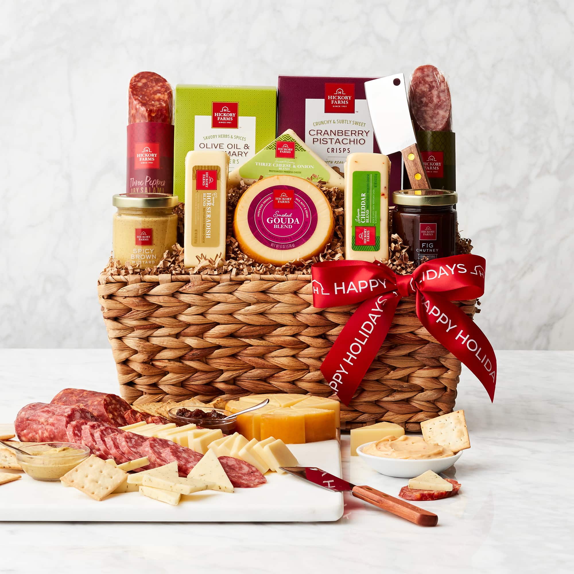 Happy Holiday Gourmet Salami & Cheese Gift Basket