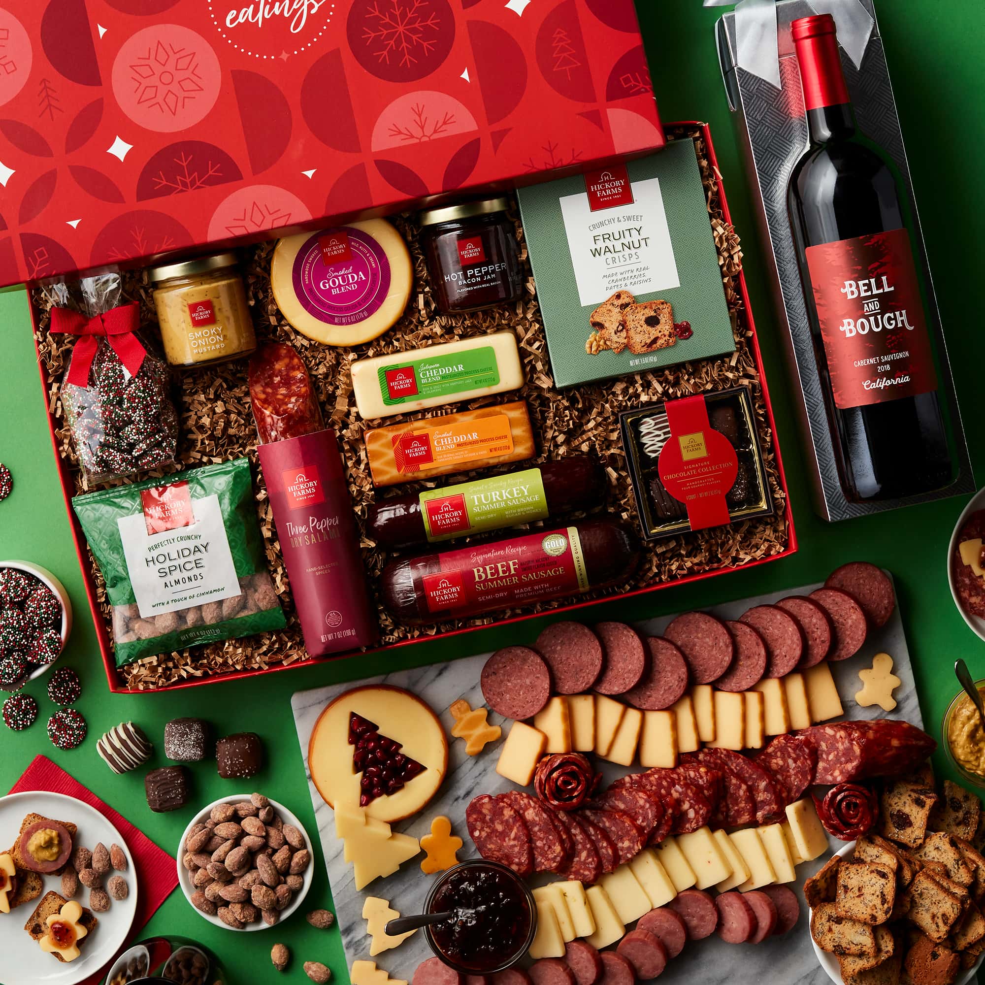 Season's Eatings Charcuterie & Chocolate Gift Box with Wine