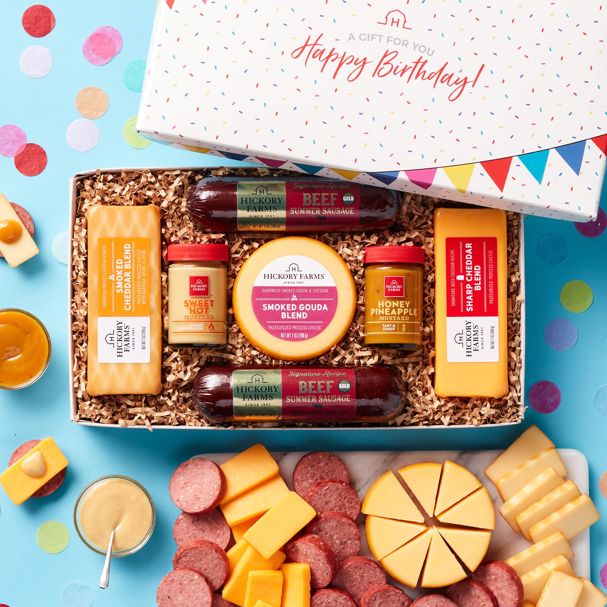 Birthday Summer Sausage & Cheese Gift Box | Hickory Farms